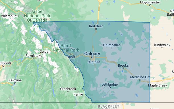 Calgary Groundworks service area map