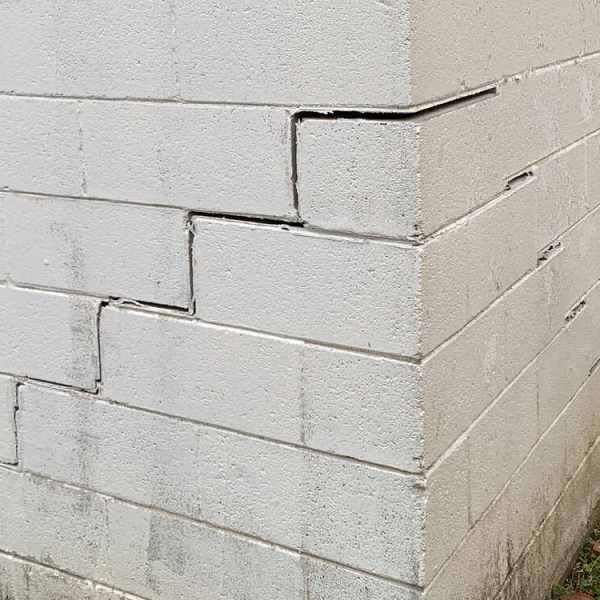 Cracked brick indicating sinking foundation in need of foundation repair