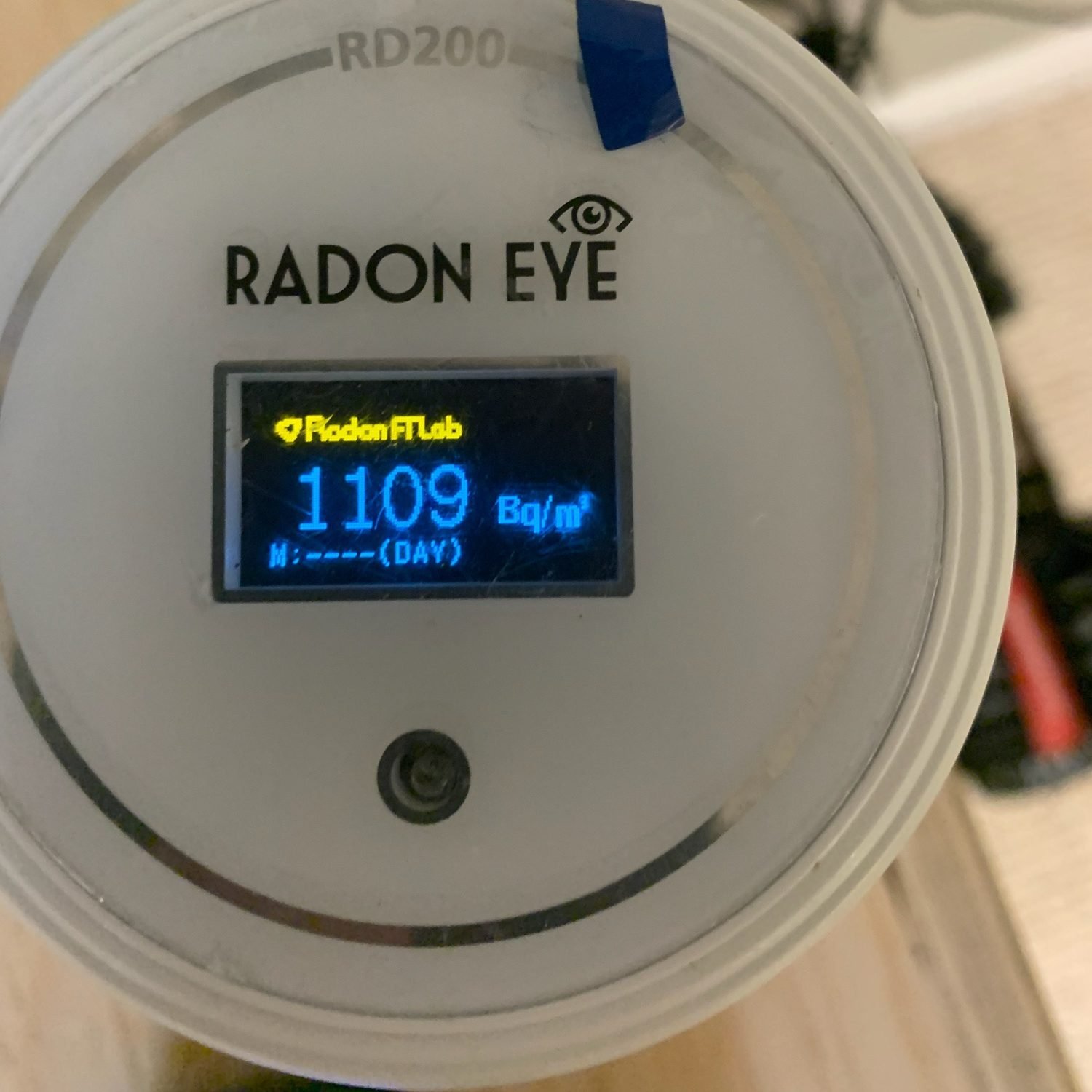 A radon detector reading 1109Bq/m3. This is why its important 