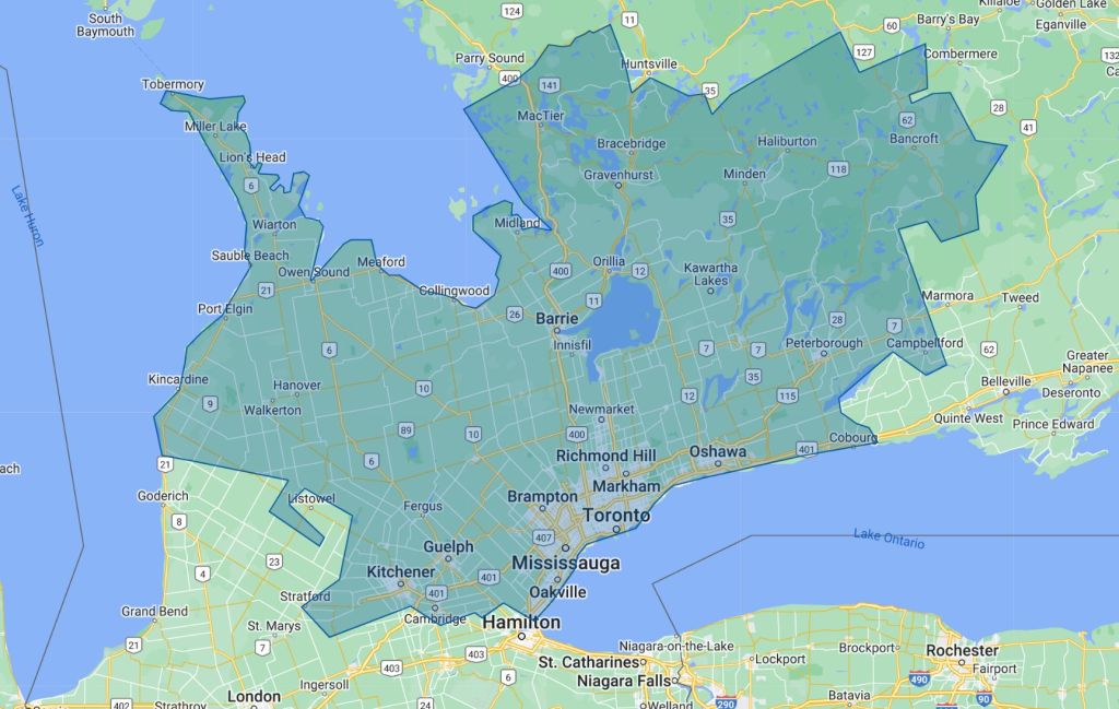 Map of Greater Toronto Service Area