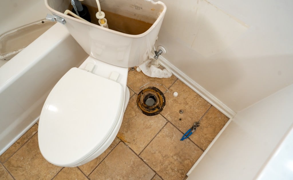 plumbing pipe fixture in bathroom